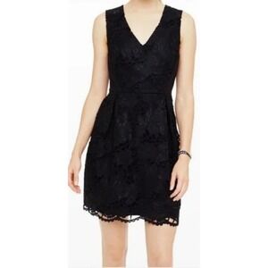 $250 Club Monaco Black Sleeveless V Neck Lace Sheath Dress Size 4